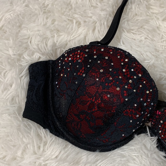 La SENZA Beyond Sexy Black & Red Rhinestone Bra 32B - Picture 2 of 10